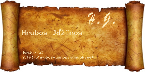 Hrubos János névjegykártya